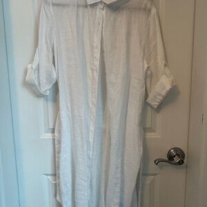 J McLaughlin  White Button-Up Linen Dress